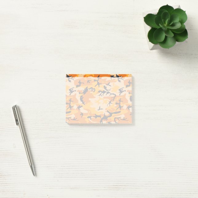 Notas Post-it® Camo naranja, Camuflaje, Militar, Ejército (Oficina)