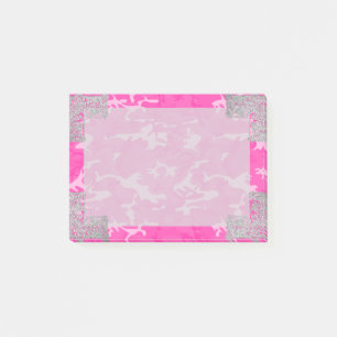 Notas Post-it® Camo rosado con falso purpurina