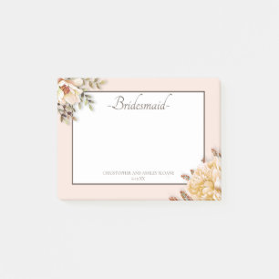 Notas Post-it® Campagne Marfil Pink Floral Bridesmaid