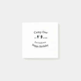 Notas Post-it® Campamento un feliz cumpleaños nombre fecha campin