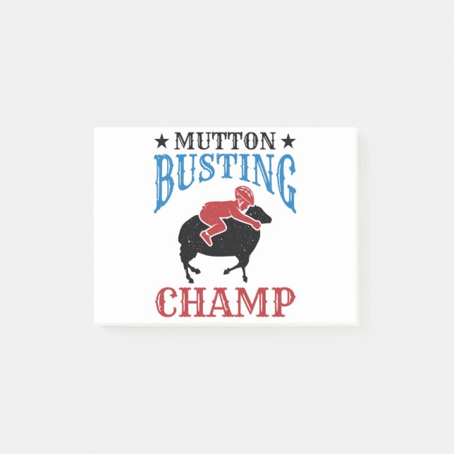 Notas Post-it® Campeón de monta de ovejas Mutton Busting (Anverso)