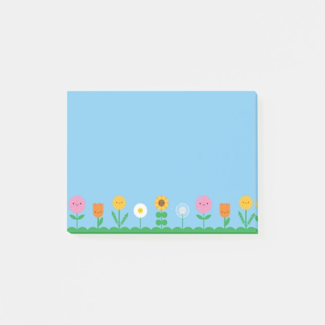 Notas Post-it® Campo de flores de Kawaii (Anverso)