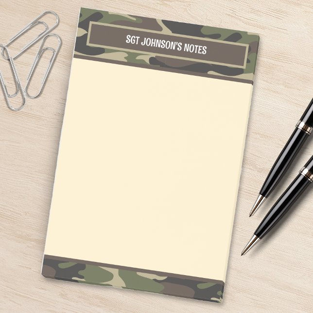 Notas Post-it® Camuflaje de la fatiga del ejército de Camo Marrón (military camo army fatigue camouflage notepad)