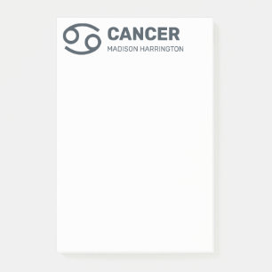 Notas Post-it® Cáncer de Rótulo Zodiaco de color y nombre persona