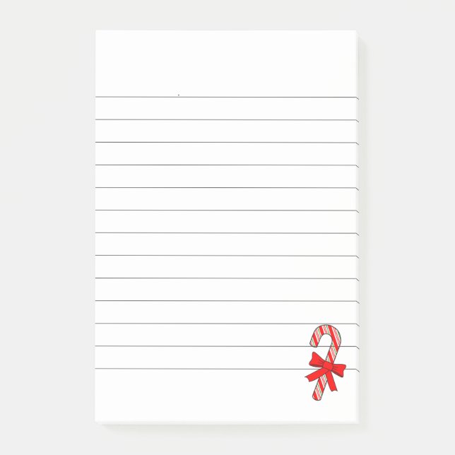 Notas Post-it® Candy Cane Red Ribbon Christmas Lined (Anverso)