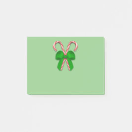 Notas Post-it® Candy Canes Green Bow