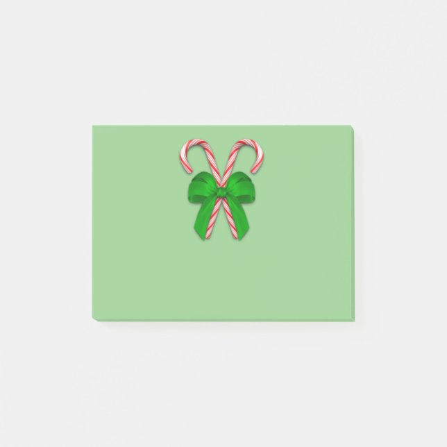 Notas Post-it® Candy Canes Green Bow (Anverso)