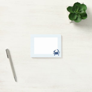 Notas Post-it® Cangrejo Azul Raya Náutica Preppy
