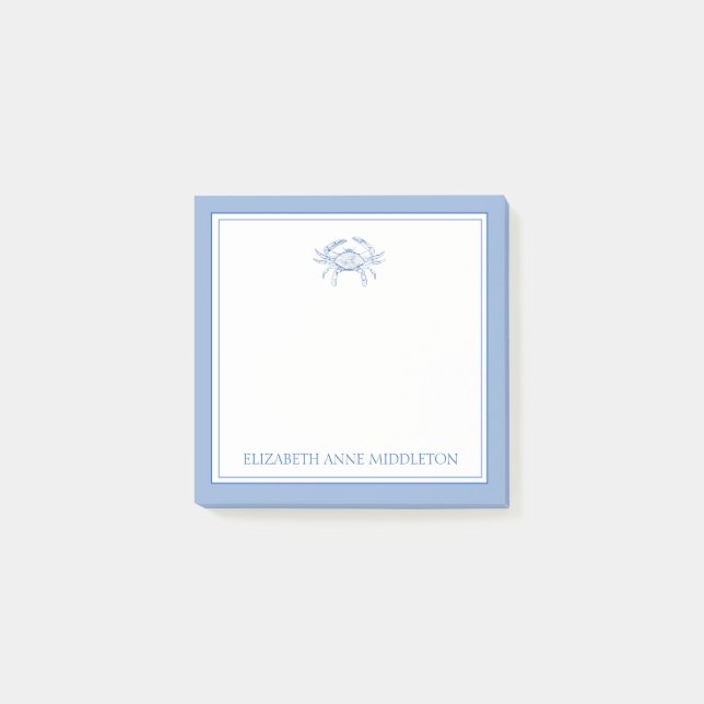 Notas Post-it® Cangrejo blanco y azul precoz personalizado (Anverso)