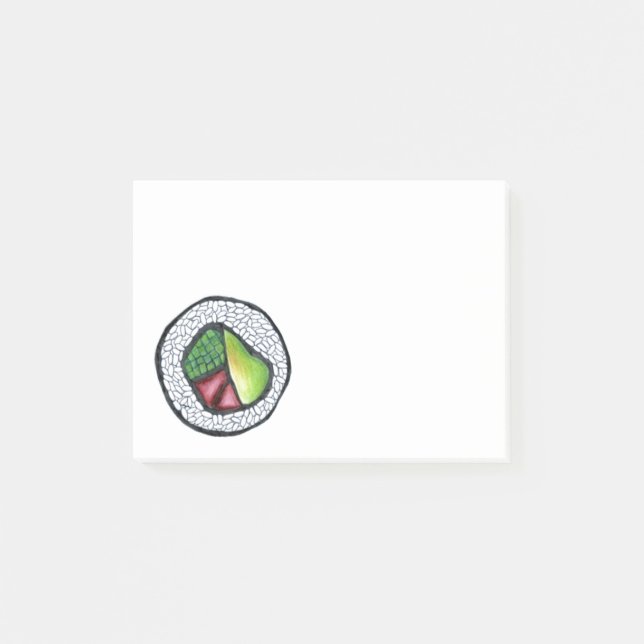 Notas Post-it® Cangrejo de sushi de comida japonesa Aguacate Cali (Anverso)