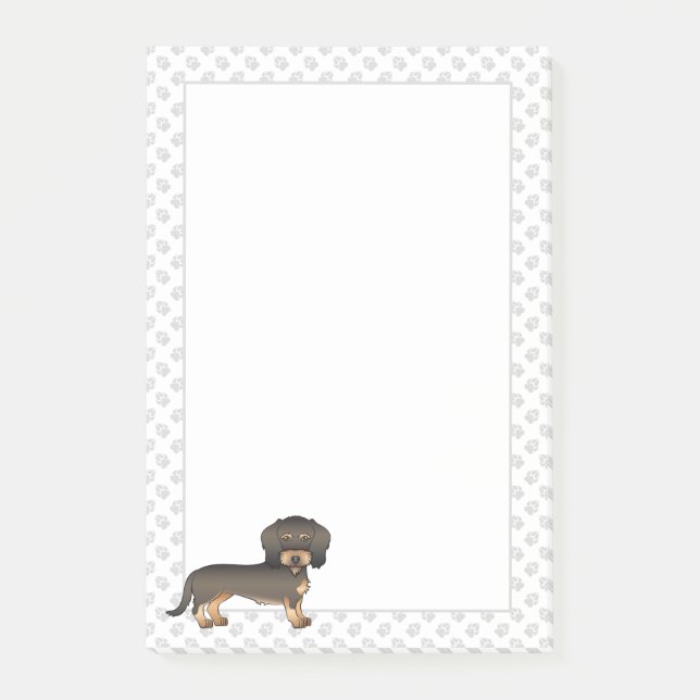 Notas Post-it® Cañón de alambre salvaje Haired Dachshund Cartoon  (Anverso)
