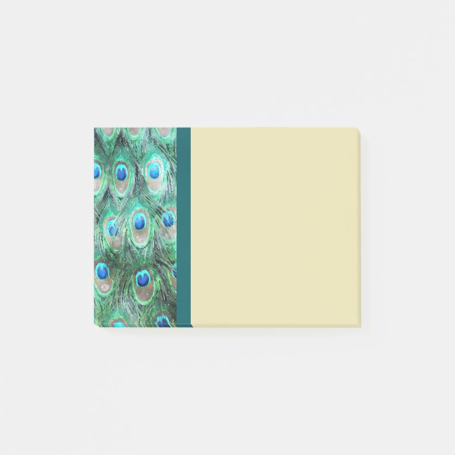 Notas Post-it® Caperas de pavo real Exóticas Patrón de acuarela s (Anverso)