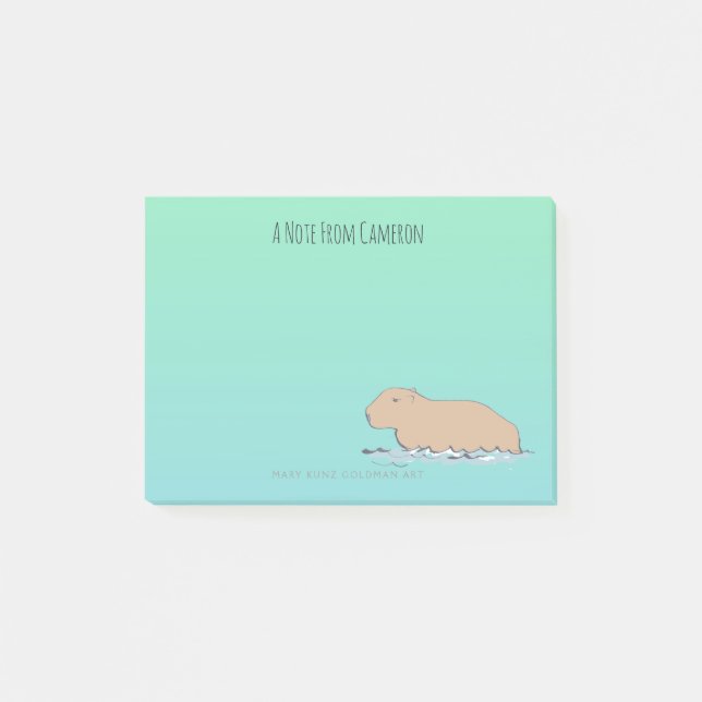 Notas Post-it® Capibara Cute, perro zoológico salvaje, dibujado a (Anverso)