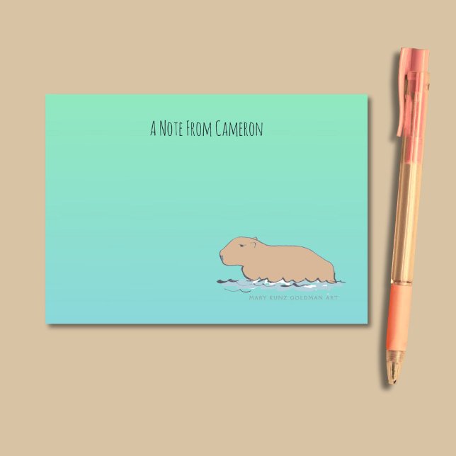Notas Post-it® Capibara Cute, perro zoológico salvaje, dibujado a (These handy notes feature my own hand-drawn capybara and humorous, vintage style typography.)