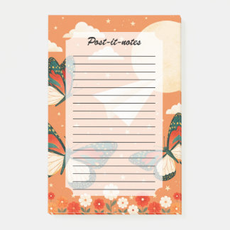 Notas Post-it® Caprichosa Mariposa De La Naturaleza Boho Naranja