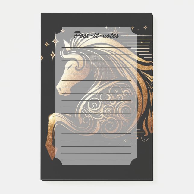 Notas Post-it® Capricorn Zodiac Gold Horse Astrology (Anverso)