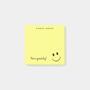 Notas Post-it® Cara Amarilla Feliz Cuidadosa Personalizada Peque
