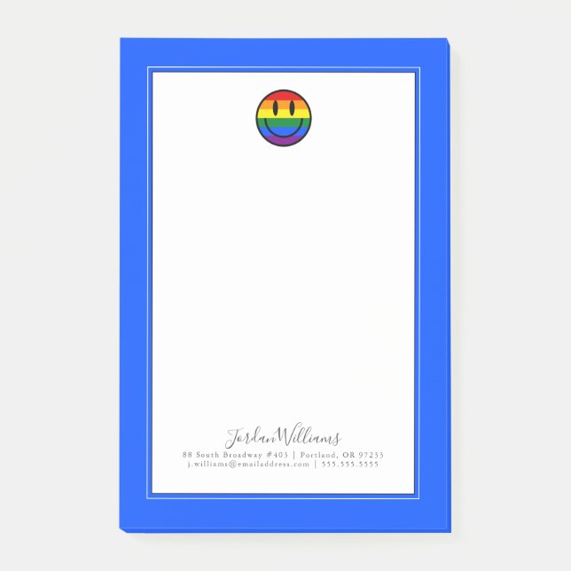 Notas Post-it® Cara sonriente arco iris (Anverso)