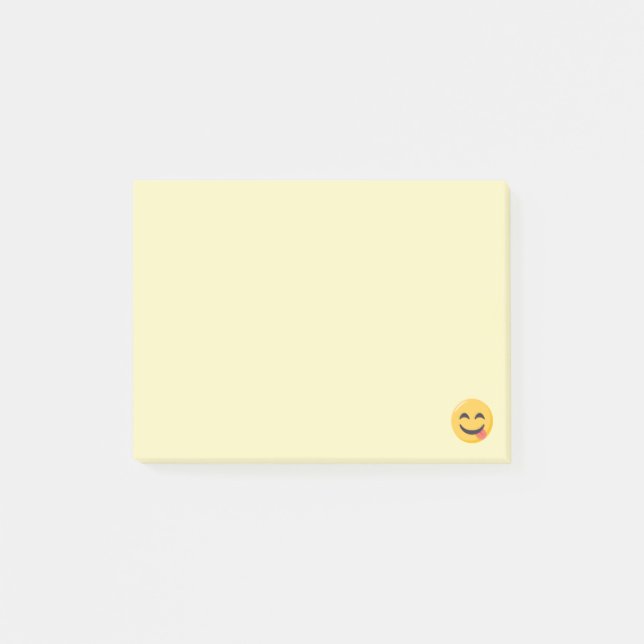 Notas Post-it® Cara sonriente con emoji de la lengua (Anverso)