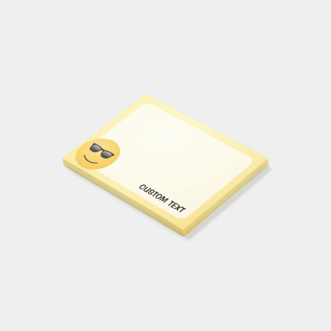 Notas Post-it® Cara sonriente con gafas de sol (En perspectiva)