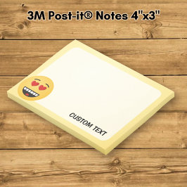 Notas Post-it® Cara sonriente con ojos en forma de corazón