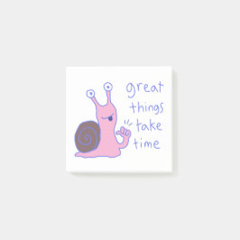 Notas Post-it® Caracol Rosa Las Grandes Cosas Llevan Tiempo Motiv