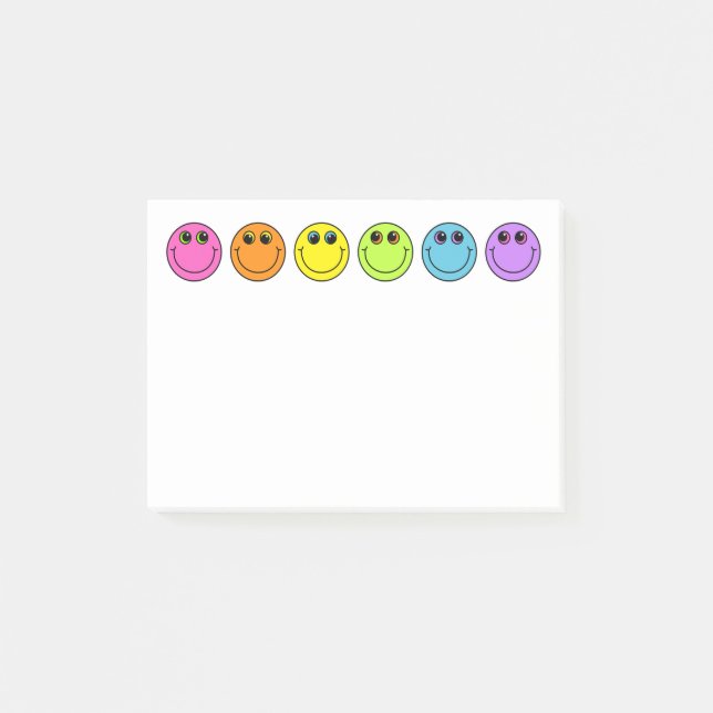 Notas Post-it® Caras coloridas de la emoji (Anverso)