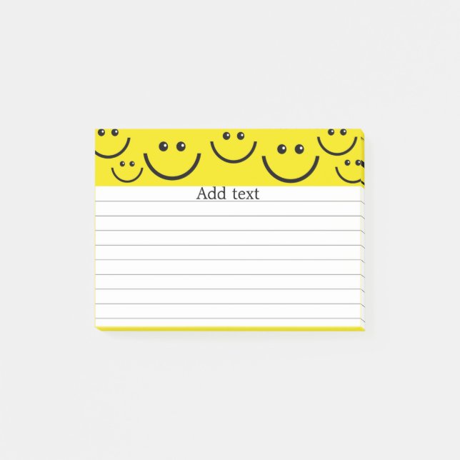 Notas Post-it® Caras sonrientes en plantilla amarilla solar (Anverso)