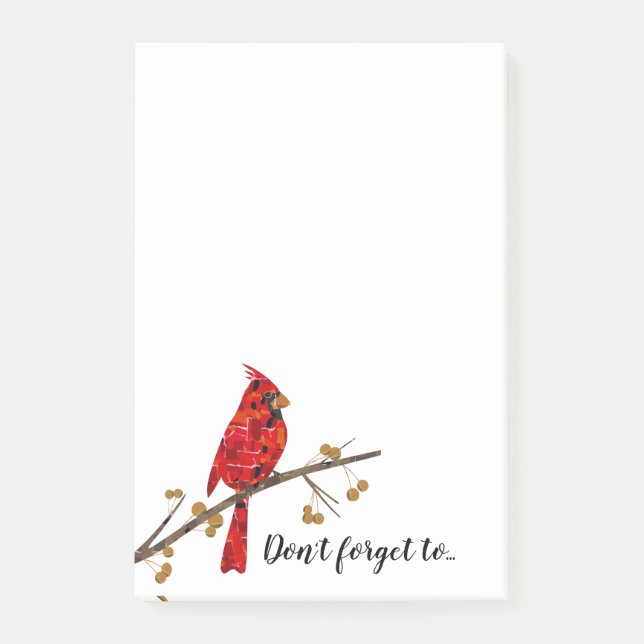 Notas Post-it® Cardenal Rojo, el pájaro de los Navidades (Anverso)