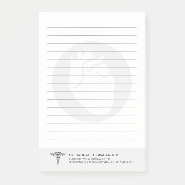 Notas Post-it® Cardiólogo| Personalizable de Médica del corazón l (Anverso)
