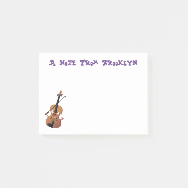 Notas Post-it® Caricatura musical divertida en violín (Anverso)