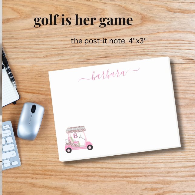 Notas Post-it® Carro de Golf Personalizado Chic Glam Golf Gal (Subido por el creador)