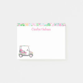 Notas Post-it® Carro de golf rosa y verde Palm Beach personalizad
