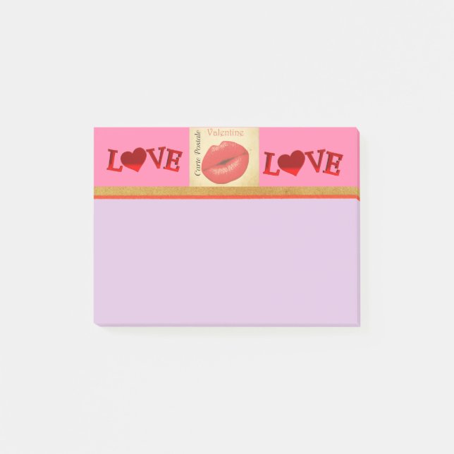 Notas Post-it® Carte Postale Valentine Kiss Post-it Notes (Anverso)