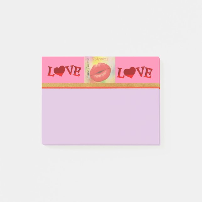 Notas Post-it® Carte Postale Valentine Kiss Post-it Notes (Anverso)