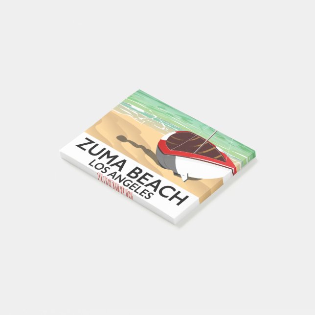 Notas Post-it® Cartel de playa de Zuma LA Rail (En perspectiva)