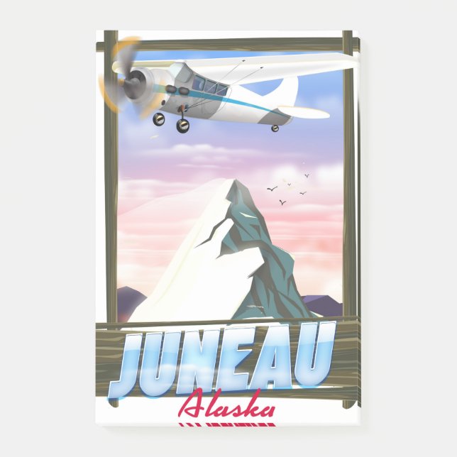 Notas Post-it® Cartel de viaje de Juneau Alaska (Anverso)