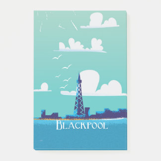 Notas Post-it® Cartel vintage de viaje a Blackpool, Inglaterra