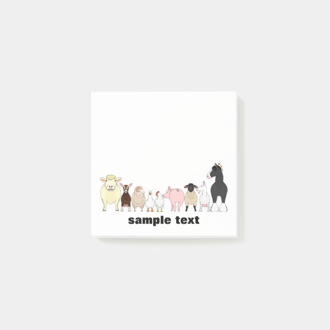 Notas Post-it® cartoon farm animal group post it (Anverso)