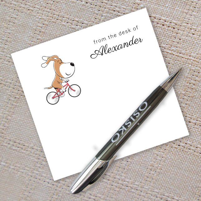 Notas Post-it® Cartoon Funny Cute Dog Puppy Riding Bicycle (Subido por el creador)