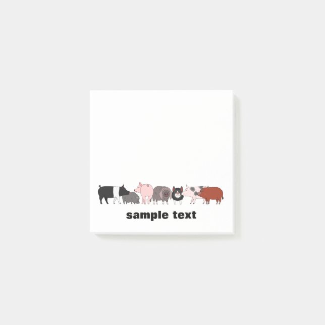 Notas Post-it® cartoon pig group post it (Anverso)