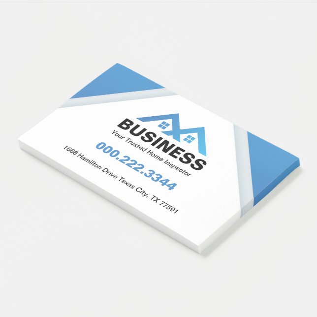Notas Post-it® Casa moderna con techo azul Logo Inmobiliaria (En perspectiva)