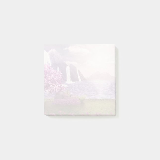 Notas Post-it® Cascadas y cerezos en un lago (Anverso)