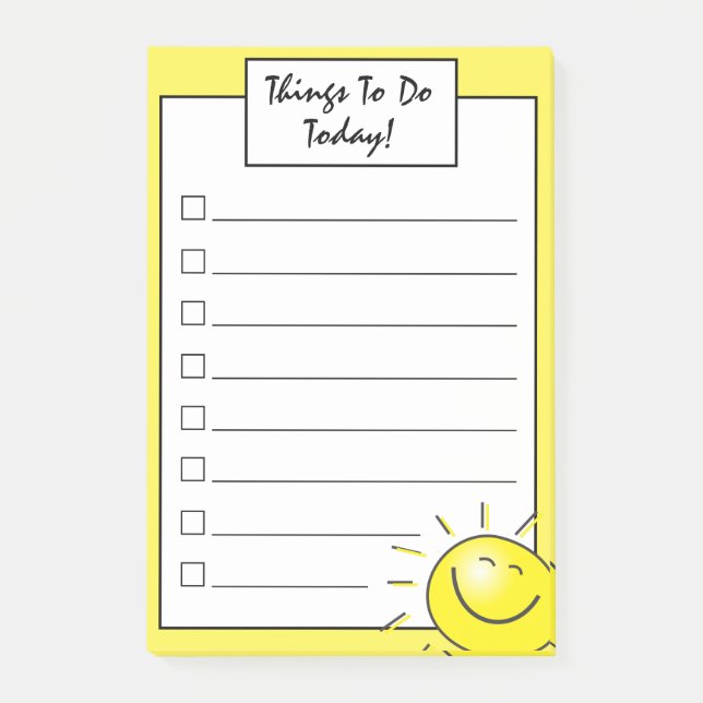 Notas Post-it® Casilla De Verificación Cuidada Sunshine Smile Fac (Anverso)