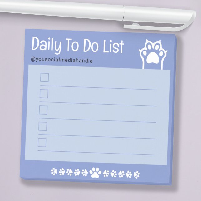 Notas Post-it® Casilla De Verificación De Las Rutas De Gato Blanc (Sweet Blue Cute White Cat Paws Checkbox To Do List Post-it Notes)