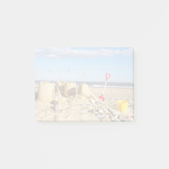 Notas Post-it® Castillo De Arena En La Playa (Anverso)