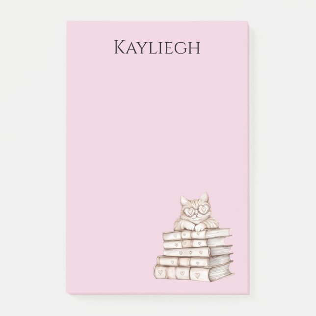 Notas Post-it® Cat Heart Glasses Books (Anverso)