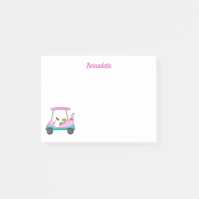 Notas Post-it® Cavalier King Charles Spaniel en carrito de golf r (Anverso)