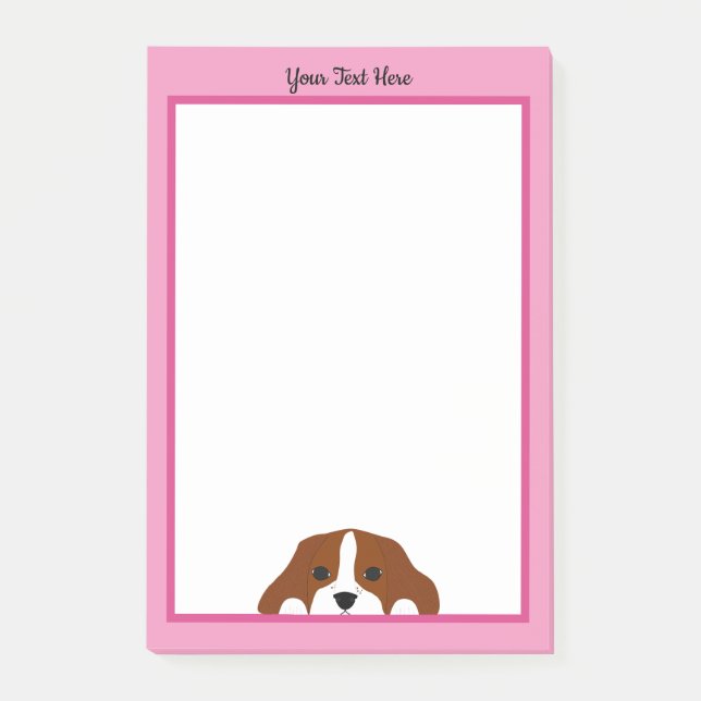 Notas Post-it® Cavalier King Charles Spaniel Puppy Dog Pink (Anverso)