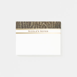 Notas Post-it® Cebra Marrón Dorado Brillo Glam Moda Personalizado